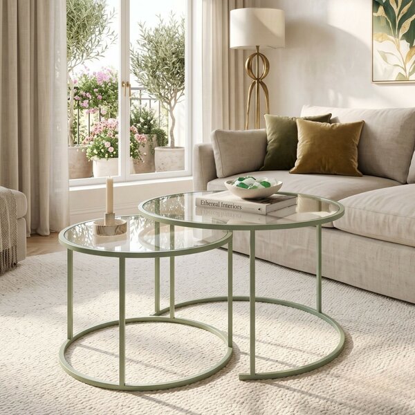 Hanah Home Coffee Table Set Mint Mint-Trs-80-60-Nrd-Srk