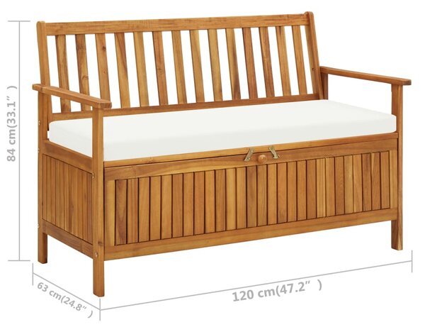 Tömör akácfa kerti XL tárolópad 120 x 63 x 84 cm