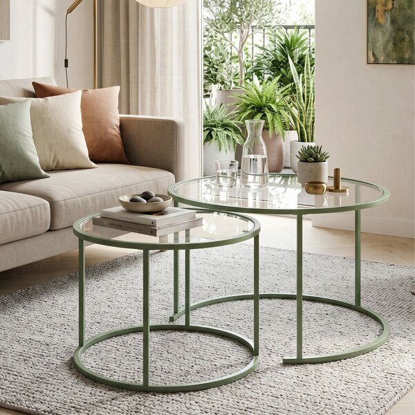 Hanah Home Coffee Table Set Mint Mint-Trs-80-60-Nrd-Srk