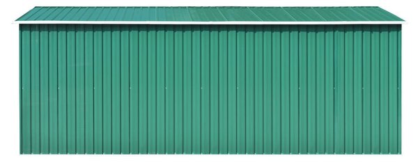 Zöld fém kerti fészer 257 x 489 x 181 cm