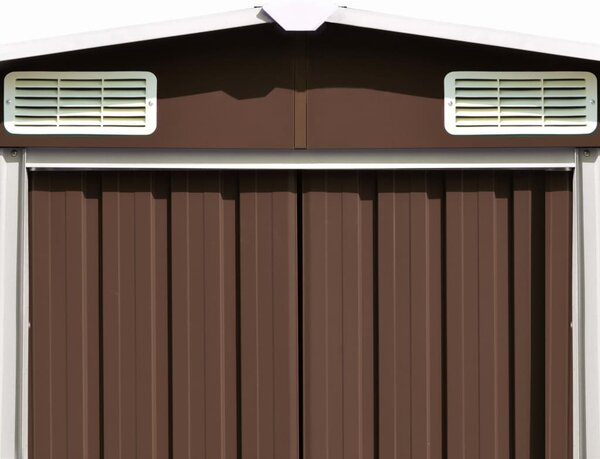 Barna fém kerti fészer 257 x 580 x 181 cm