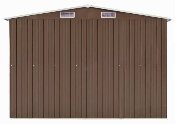 Barna fém kerti fészer 257 x 580 x 181 cm