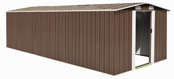 Barna fém kerti fészer 257 x 580 x 181 cm