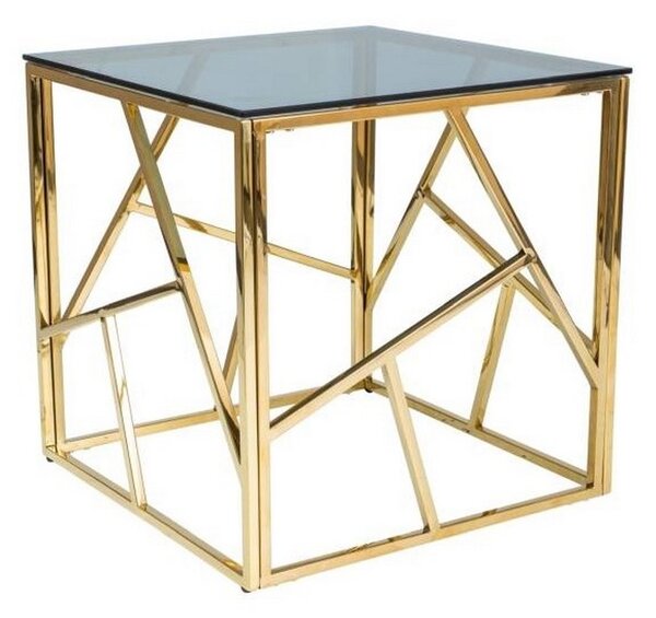 KAPPA 2 dohányzóasztal, 55x55x55, üveg/arany