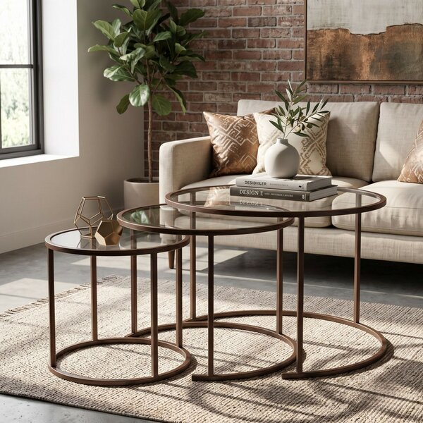 Hanah Home Coffee Table Set Brown Brown-Trs-80-60-42-Nrd-Srk
