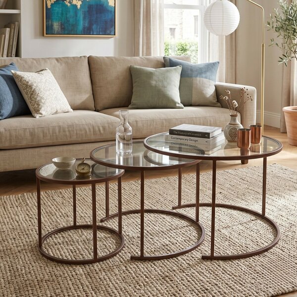 Hanah Home Coffee Table Set Brown Brown-Trs-80-60-42-Nrd-Srk