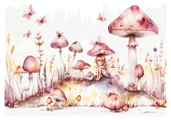 Üveg kép - Rózsaszín tündér (70x50 cm)