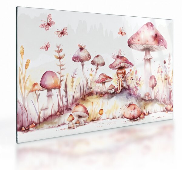 Üveg kép - Rózsaszín tündér (70x50 cm)