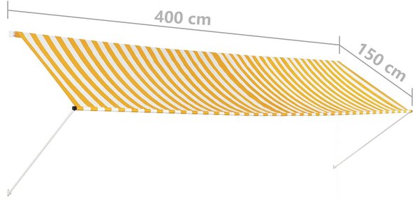 Feltekerhető sárga és fehér napellenző 400 x 150 cm
