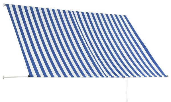 Feltekerhető kék és fehér napellenző 250 x 150 cm