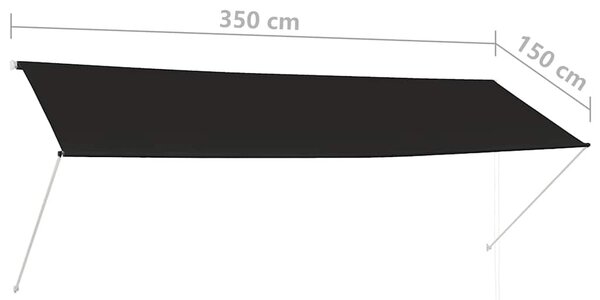 Feltekerhető antracitszürke napellenző 350 x 150 cm