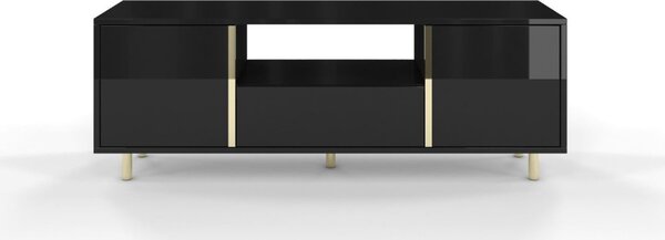 CAROL TV asztal, 140x46x40, fényes fekete