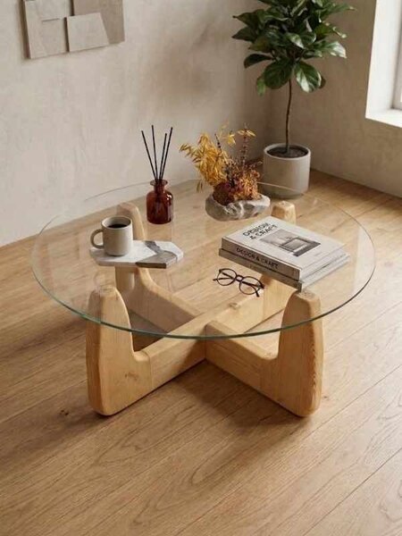 Hanah Home Coffee Table Natural Yuvarlak - Natural