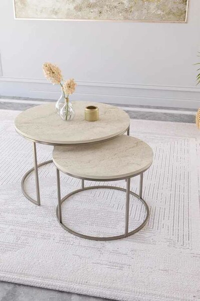 Hanah Home Dohányzóasztal szett Antique Travertine Milas - Antik, Travertin