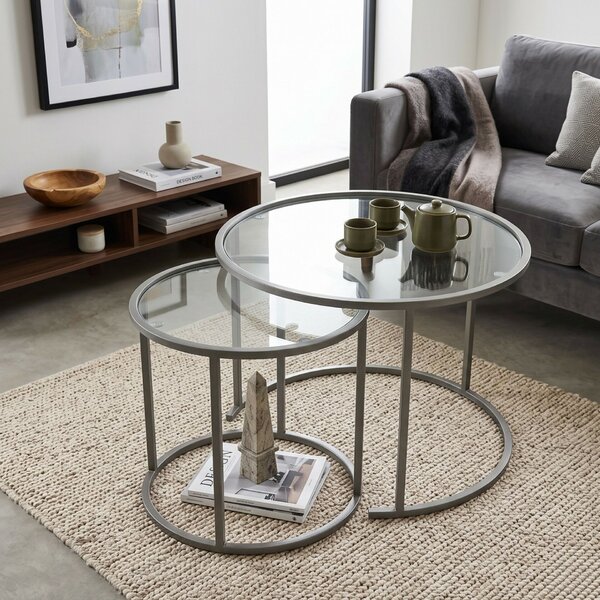 Hanah Home Dohányzóasztal szett Szürke Grey-Trs-60-42-Nrd-Srk