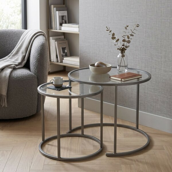 Hanah Home Dohányzóasztal szett Szürke Grey-Trs-60-42-Nrd-Srk