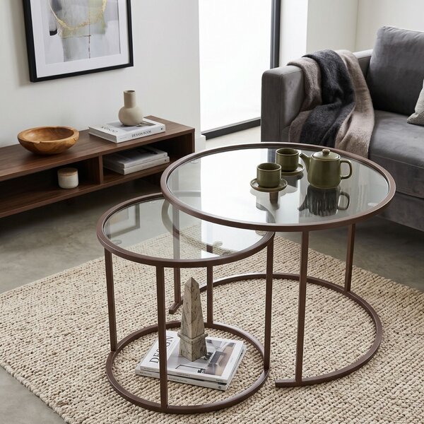 Hanah Home Coffee Table Set Brown Brown-Trs-60-42-Nrd-Srk