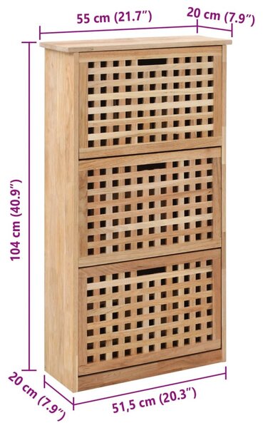 Tömör diófa cipősszekrény 55 x 20 x 104 cm