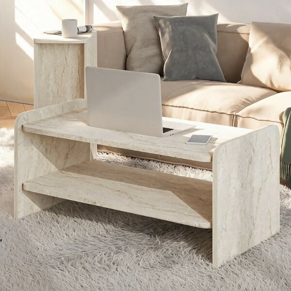Hanah Home Coffee Table Travertine Amon - Travertine