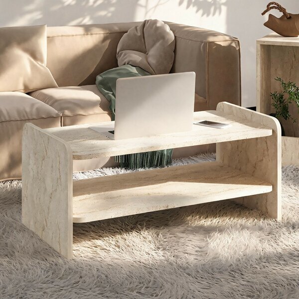 Hanah Home Coffee Table Travertine Amon - Travertine
