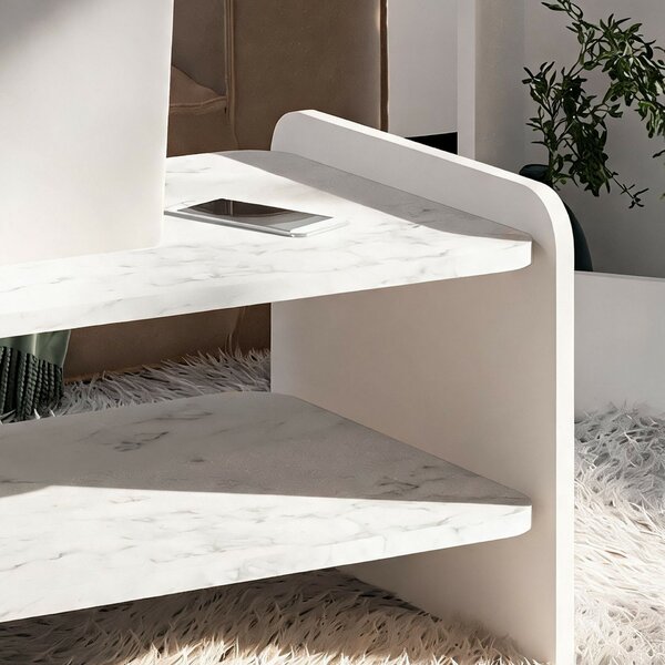 Hanah Home Coffee Table White Marble Amon - White, Marble