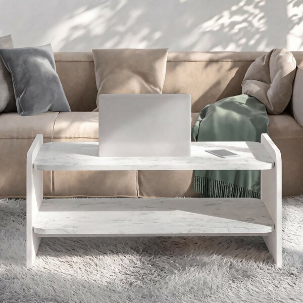 Hanah Home Coffee Table White Marble Amon - White, Marble