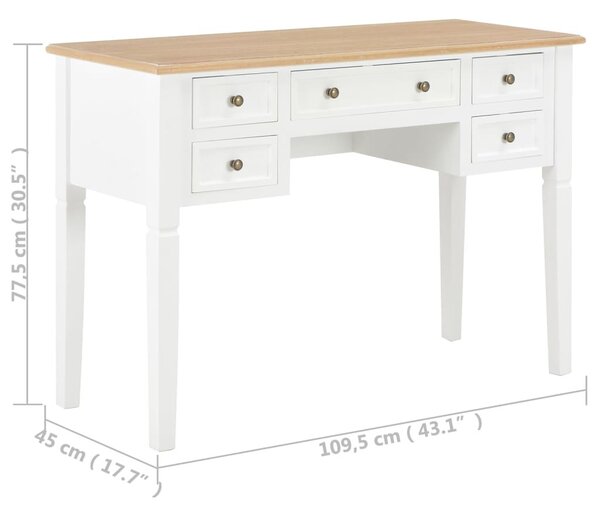 Fehér fa íróasztal 109,5 x 45 x 77,5 cm