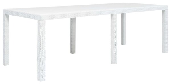 Fehér rattan hatású műanyag kerti asztal 220 x 90 x 72 cm