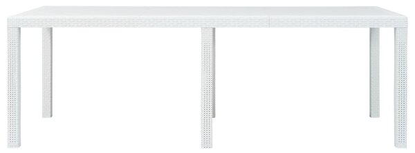 Fehér rattan hatású műanyag kerti asztal 220 x 90 x 72 cm