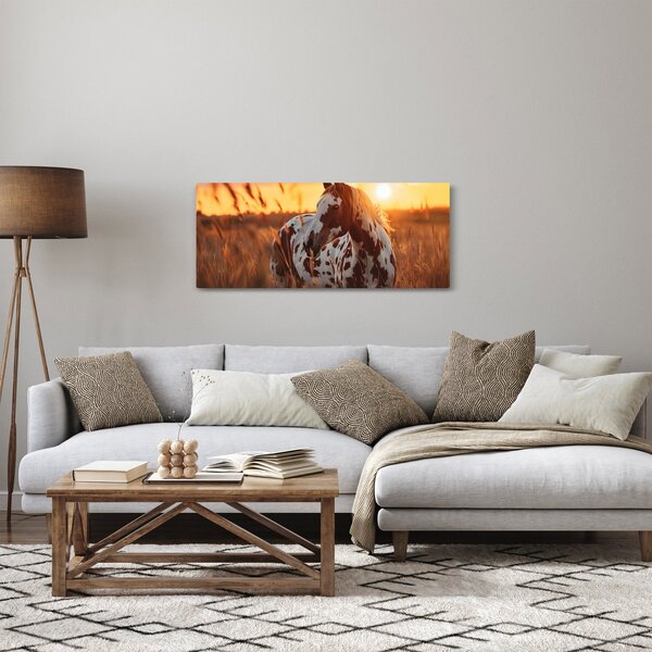 Kép - Ló naplementében (120x50 cm)