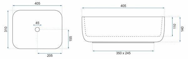 Rea Demi Mini, asztali mosogató 400x305x140 mm, fehér, REA-U5064