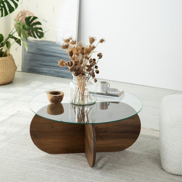 Hanah Home Walnut Bubble Wood dohányzóasztal - dió