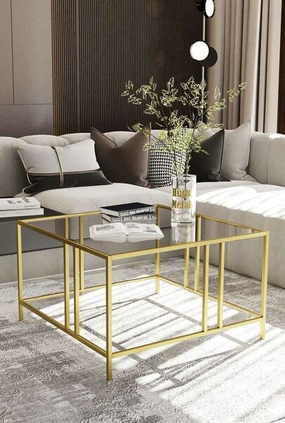 Hanah Home Dohányzóasztal Gold Bakü - Arany, Átlátszó