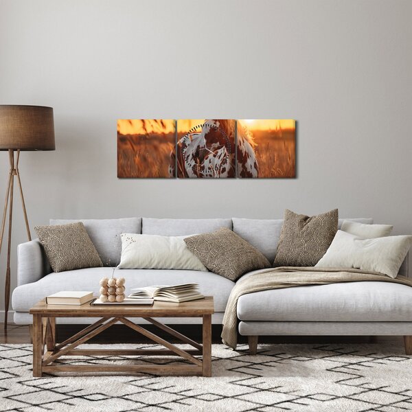 Kép - Ló naplementében (órával) (90x30 cm)
