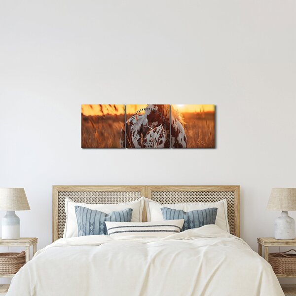 Kép - Ló naplementében (órával) (90x30 cm)