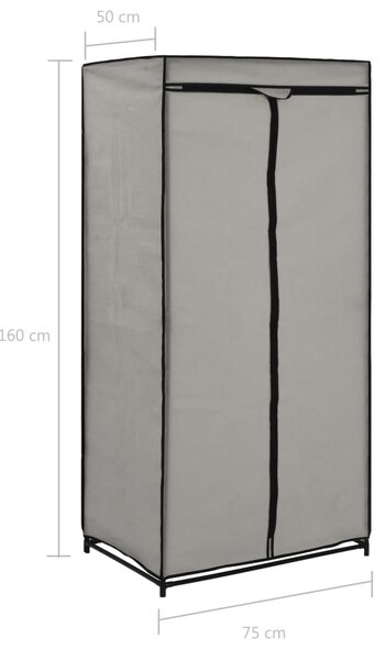 2 db szürke ruhásszekrény 75 x 50 x 160 cm