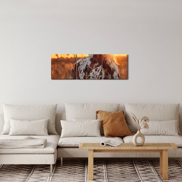 Kép - Ló naplementében (órával) (90x30 cm)