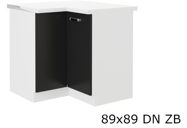 OMEGA 89x89 ND ZB alsó sarok konyhaszekrény munkalappal, 89/89x82x60, fekete/fehér