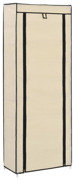 Krémszínű szövet cipőszekrény borítóval 57 x 29 x 162 cm