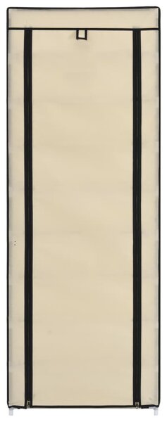 Krémszínű szövet cipőszekrény borítóval 57 x 29 x 162 cm