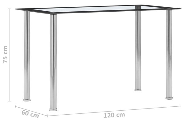 Fekete és átlátszó edzett üveg étkezőasztal 120 x 60 x 75 cm