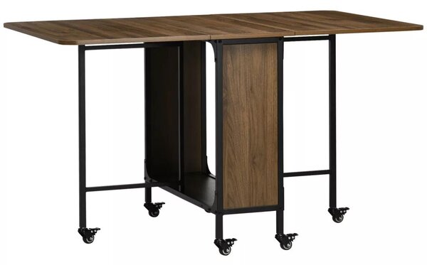 Mobil összecsukható asztal, 2 összecsukható felülettel, 130 cm x 80 cm x 74 cm, barna