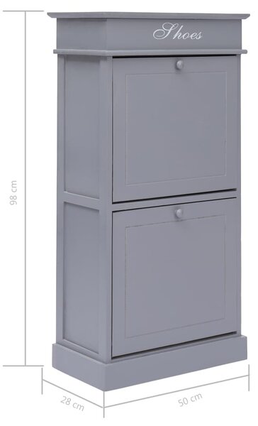 Szürke császárfa cipősszekrény 50 x 28 x 98 cm