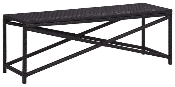 Fekete polyrattan kerti pad 120 cm