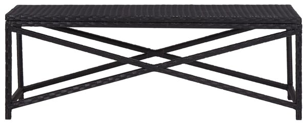 Fekete polyrattan kerti pad 120 cm