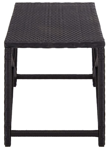 Fekete polyrattan kerti pad 120 cm