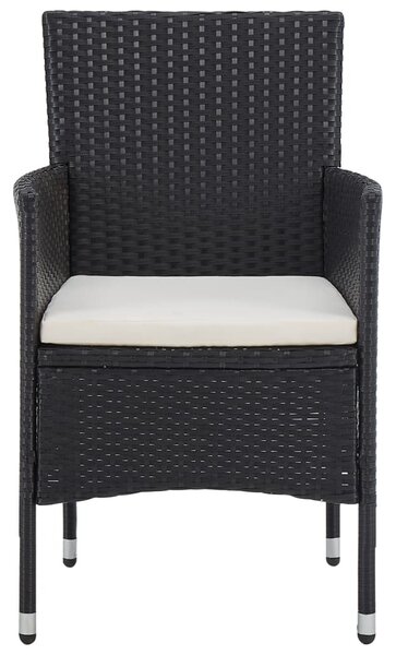 5 részes fekete polyrattan és üveg kültéri étkezőgarnitúra