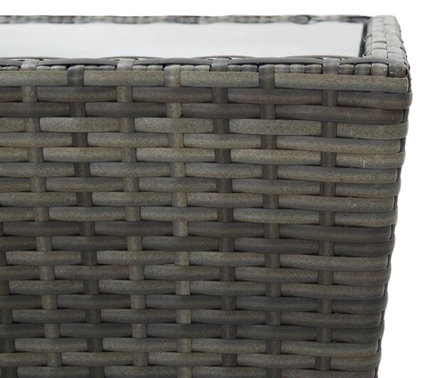 Szürke polyrattan és edzett üveg teázóasztal 41,5x41,5x43 cm