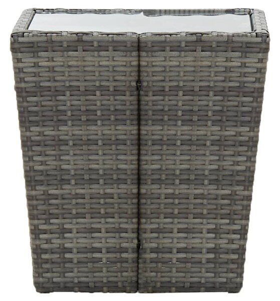 Szürke polyrattan és edzett üveg teázóasztal 41,5x41,5x43 cm