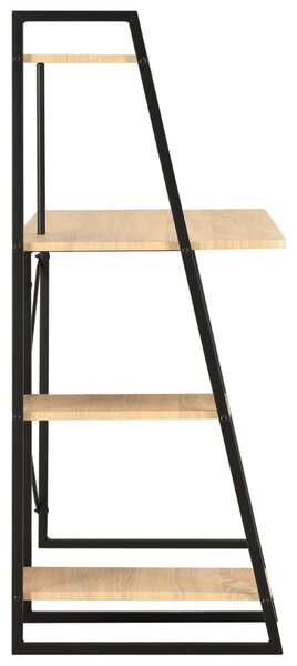 Fekete és tölgyszínű íróasztal polcrendszerrel 102x50x117 cm